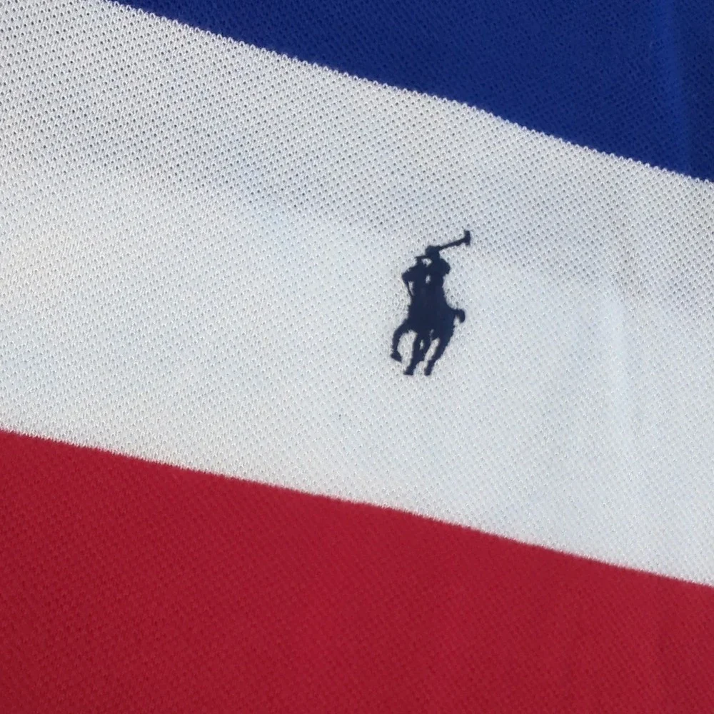 Polo Ralph Lauren Mens XL Classic Fit Multi-Color Striped Pique Polo Shirt